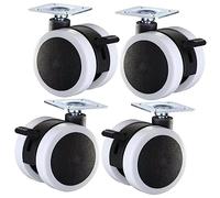 GARIOUANS 4Pcs White PU Brake Swivel Caster Wheels Replacement Office Chair Castors for Furniture Trolleys Workbenches with Smooth Rolling and Wear Resistant Design