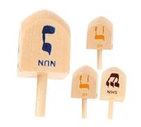 GARIOUANS 4PCS Wooden Hanukkah Dreidels with Hebrew Letters for Educational Game Handheld Design for Fine Motor Skills Development Chanukah Decorations and Group Play