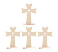 GARIOUANS 4pcs Wooden Standing Crosses for Tabletop Religious Decor Stable Jesus Crucifix for Christian Home Church Altar Portable Faith Symbols for Daily Devotion and Prayer