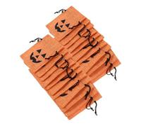 GARIOUANS 50pcs Halloween Drawstring Bags - Orange Pumpkin Burlap Pouches for Candy Snacks and Small Present for Halloween Party Favors