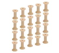 GARIOUANS 50pcs Natural Wood Empty Thread Spools Retro Unfinished Bobbins for DIY Craft Embroidery Sewing Organizer with Smooth Polished Surface