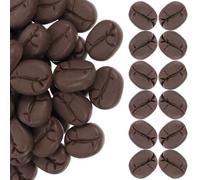 GARIOUANS 50pcs Realistic Artificial Coffee Bean 18x15x7mm Matte Resin Simulation Food Model for Pretend Play Bakery Shop Restaurant Display Prop