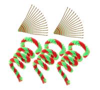GARIOUANS 50pcs Two-color Torsion Bar Crafting Pipe Cleaners Green Red Fur Pipe Cleaners Craft Kit Red Sticks Art Ted and Green Poms Chenille for Flexible DIY