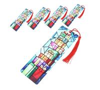 GARIOUANS 5pcs Clear Acrylic Bookmark Kit with Red Tassels for Crafting DIY Reading Page Markers Transparent Rectangle Bookmarks for Classroom Prizes Christmas Party Favors and Scrapbook