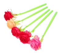 GARIOUANS 5Pcs Floral Silicone Ballpoint Pens with Simulated Rose Design Fine Tip Writing Pens for Students and Office Use for School Testing Random Color Random Color