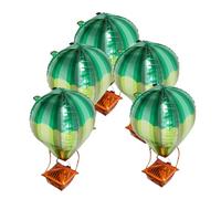 GARIOUANS 5pcs Hot Air Balloon Aluminum Foil Balloons for Birthday Wedding Shower Party Decorations Eye Catching Gradient Green Rainbow Design Easy to Inflate and Hang