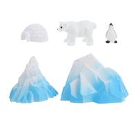 GARIOUANS 5pcs Mini Arctic Igloo and Iceberg Figurines Set Large Polar Bear and Penguin Models for Dollhouse Micro Landscape Decoration and Winter Animal