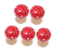 GARIOUANS 5Pcs Red Wooden Mushroom Head Photo Display Clamps Memo Clips for Desktop Message Holding Office Name Card Organizer Decorative Adornments