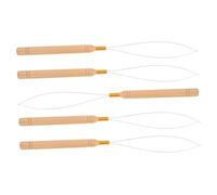 GARIOUANS 5pcs Threading Apparatus Sewing Bead Threader Thread Tool with Wooden Handles and Metal Tips, Easy to Thread Beads for DIY Beading Crafts and Embroidery Projects