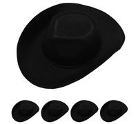 GARIOUANS 5pcs Western Cowgirl Hats Black Cartman Style Soft Cowboy Caps for Boys Costume Party Favors Wild West Dress Up Accessories