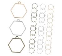 GARIOUANS 60pcs Open Metal Bezel Pendants Frame Charms for Resin Jewelry Making DIY Necklaces Bracelets Keychains Lightweight Mix of Antique Bronze Silver Gold