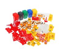 GARIOUANS 67pcs Traffic Signs Mini Road Cones Garbage Cans Construction Safety for Early Education Pretend Play with Warning Indicators for Creative Learning and Traffic Rule Awareness