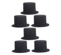 GARIOUANS 6pcs Black Mini Top Hats for Dolls and Pets Handicraft Miniature Caps for DIY Crafts Hair Accessories Party Decorations Fading Resistant Small Formal Hats