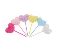GARIOUANS 6pcs Heart Shaped Pom Pom Ballpoint Pens Point Fluffy Kawaii Stationery for School Office Portable Small Pens for Purse Valentine S Day Party Favor