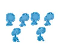 GARIOUANS 6pcs Silicone Keyring Molds for DIY Home Crafting, Female Keychain Molds Including Afro Woman, Star Moon Girl, and Bridal Updo Designs, Creative Jewelry Making Tools