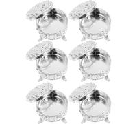 GARIOUANS 6Pcs Silver Vintage Candy Boxes Set for Wedding Favors, Party Dessert Storage, Hollow Round Candy Containers with Retro European Style for Shower and Event Decoration
