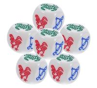 GARIOUANS 6pcs Vintage Fish Shrimp Crab Chicken Dice for Board Games Party Props Compact Round Corner Gaming Dices for Home Bars Ktv Gatherings