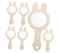 GARIOUANS 6Pcs Wooden Small DIY Mirrors for Unfinished Portable Craft Mirrors for Painting and Decoration for Boys and Creative Handwork
