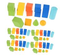 GARIOUANS 70pcs Geometric Solids Multicolored Pattern Blocks for Classroom Geometry Montessori Learning Tool for Develop Spatial Imagination Cognitive Skills and Hands Construction