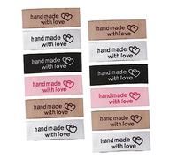 GARIOUANS 80 Pcs Clothing Collar Labels Polyester Sewing Tags DIY Handmade Garments Labels for Scarves Hats Bags Knitting Crafts Pink Black White Chocolate Colors
