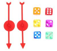 GARIOUANS 8Pcs Board Game Accessories Set with 2 Plastic Rotating Arrow Pointers and 6 Colored Dice for Tabletop Gaming and Party Play