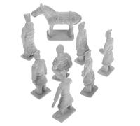 GARIOUANS 8pcs PVC Terracotta Warriors Miniature Figurines Ancient China Dynasty Sturdy Lightweight Diorama Supplies Home Office Table Display Decorative Statues