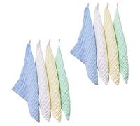 GARIOUANS 8pcs Solid Color Cotton Washcloths Soft Six Absorbent Facial Towels for Newborns and Portable Handkerchiefs in White Green Blue Yellow