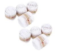 GARIOUANS 8Roll Rustic Christmas Burlap Ribbon with Intricate Lace Trim Wired Edge Linen Craft Ribbon for DIY Wreaths Wrapping Flower Bouquets and Holiday Decorations