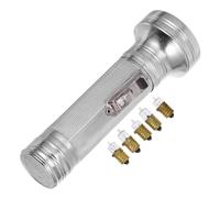 GARIOUANS Antique Iron Flashlight Vintage 80'S Handheld Torch Classic Battery Operated Stage Prop with 2 Size D Batteries and 5 Replacement Bulbs for Retro Photography