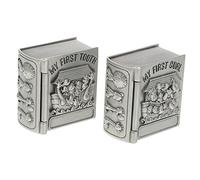 GARIOUANS Baby First Tooth Lanugo Keepsake Boxes for Toddlers Metal Tooth Curl Storage Container with Vintage Silver Finish 2pcs Set and Hair Collecting