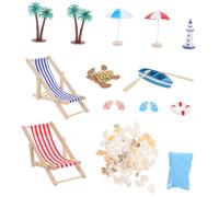 GARIOUANS Beach Style Miniature Ornament Micro Summer Scene Decor with Wooden Mini Beach Chair Shell Sun Umbrella for Dollhouse and Mini House Landscape Realistic Craftsmanship for Photo