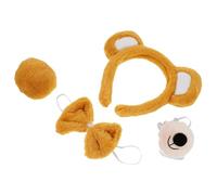 GARIOUANS Bear Costume Set with Mustard Yellow Plush Bear Ears Headband, Bow Tie, Nose and Tail Accessories for Party Dress Up and Festival Play