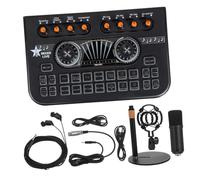 GARIOUANS Black Mini Audio Stereo Mixer Sound Card with Plug and Play Compatibility and Advanced Mixing Technology, for Karaoke and Podcast Setups, Featuring Metal and Plastic Build