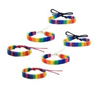 GARIOUANS Bracelets Comfortable for 6pcs Cotton Rainbow Braided to Adjustable Wear Classic Style Wristbands Men and Women for Group Activities and Processions