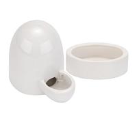 GARIOUANS Chicken Water Feeder and Large Round Poultry Feeding Trough Stable Non Deforming Ceramic Waterer Bowl for Chicks Quail and Pigeons Easy to Clean and Fill