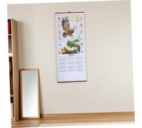 GARIOUANS Chinese Lunar Calendar Horse Zodiac Scroll Wall Art Faux Rattan Feng Shui Hanging Decor for Home Office Luck Prosperity Symbolism