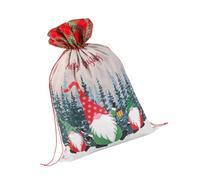 GARIOUANS Christmas Festival Gnome Pattern Drawstring Bag, Medium Size Xmas Present Storage Sack with Xmas Tree Decoration, Cartoon Wrapping Bag for Holiday Giving