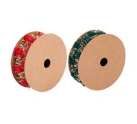 GARIOUANS Christmas Pom Pom Ribbon Set Gold and Silver Glitter, 2 Rolls Red and Green Decorative Craft Ribbon for Christmas Tree Decoration and DIY Wrapping