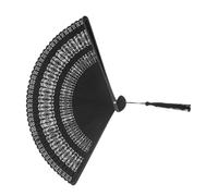 GARIOUANS Classic Chinese Folding Bamboo Fan with Tassel Lightweight Handcrafted Hand Fan for Dance Wedding Hanfu Costume Summer Parties Elegant Black Rave Accessory