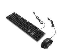 GARIOUANS Colorful Backlight Gaming Keyboard Mouse Set Wired USB Gaming Accessories Ergonomic Design Liquid Resistant Draining Durable Floating Keycap Structure Black