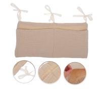 GARIOUANS Cotton Double Slot Hanging Storage Bag Multi Functional Diaper Organizer with Milk Bottle and Teether Compartments Crib and Stroller Storage Organizer Bag in Khaki for Nursery Use