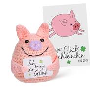 GARIOUANS Crochet Pig Doll Plush Knitting Doll Ornaments Handmade Knitted Pig Support Plush Knitted Wool Pink Yarn