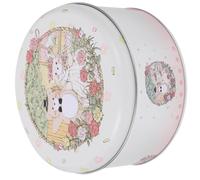 GARIOUANS Decorative Tinplate Cookie Storage Box with Lid, Round Sweet Bear Printed Packing Box for Biscuits, Candy Container Suitable for Holiday and Party Treats