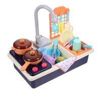 GARIOUANS Electric Pretend Dishwasher for Blue Plastic Kitchen Sink with Water Flow Battery Operated Wash Up Play Appliance for Role Play and Creativity Development