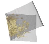 GARIOUANS Embroidered Mesh Lace Patch with Sequin Applique Decorative Sewing Patch for DIY Clothing Accessories Performance Costumes Party Dresses and Craft Decoration Black Base with Gold