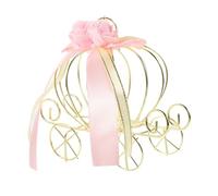 GARIOUANS European Style Pumpkin Cart Candy Box for Wedding and Halloween Pink Iron Candy Container with Crown Ornament Party Favor Packaging for Treats and Small Gifts