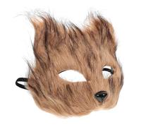 GARIOUANS Fluffy Fox Half-face Mask Soft Brown Fur Halloween Costume Accessory for Women Masquerade Ball Cosplay Party Scary Mask for Festive Celebrations