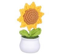 GARIOUANS Handmade Crochet Sunflower Potted Plant Realistic Knitted Artificial Flower Ornament for Car Dashboard Home Office Decor Thoughtful Special Occasions