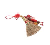 GARIOUANS Hanging Crib Broom Pendant Chinese Lucky Broom Vintage Amulet Fengshui Coins Knot Pendant for Nursery Decorations