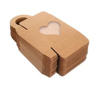 GARIOUANS Hanging Wine Bottle Boxes Kraft Paper 30Pcs with Heart Window for Wine Packaging and Candy Chocolate Wrapping for Holiday Presentation